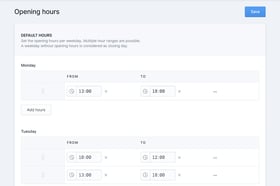 Opening hours Screenshot 1