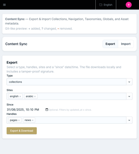 Statamic Content Sync (UI + Diff) Screenshot 2