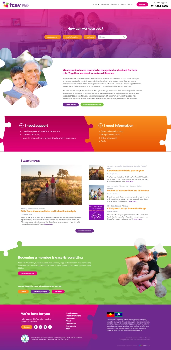 Screenshot of Foster Care Association of Victoria