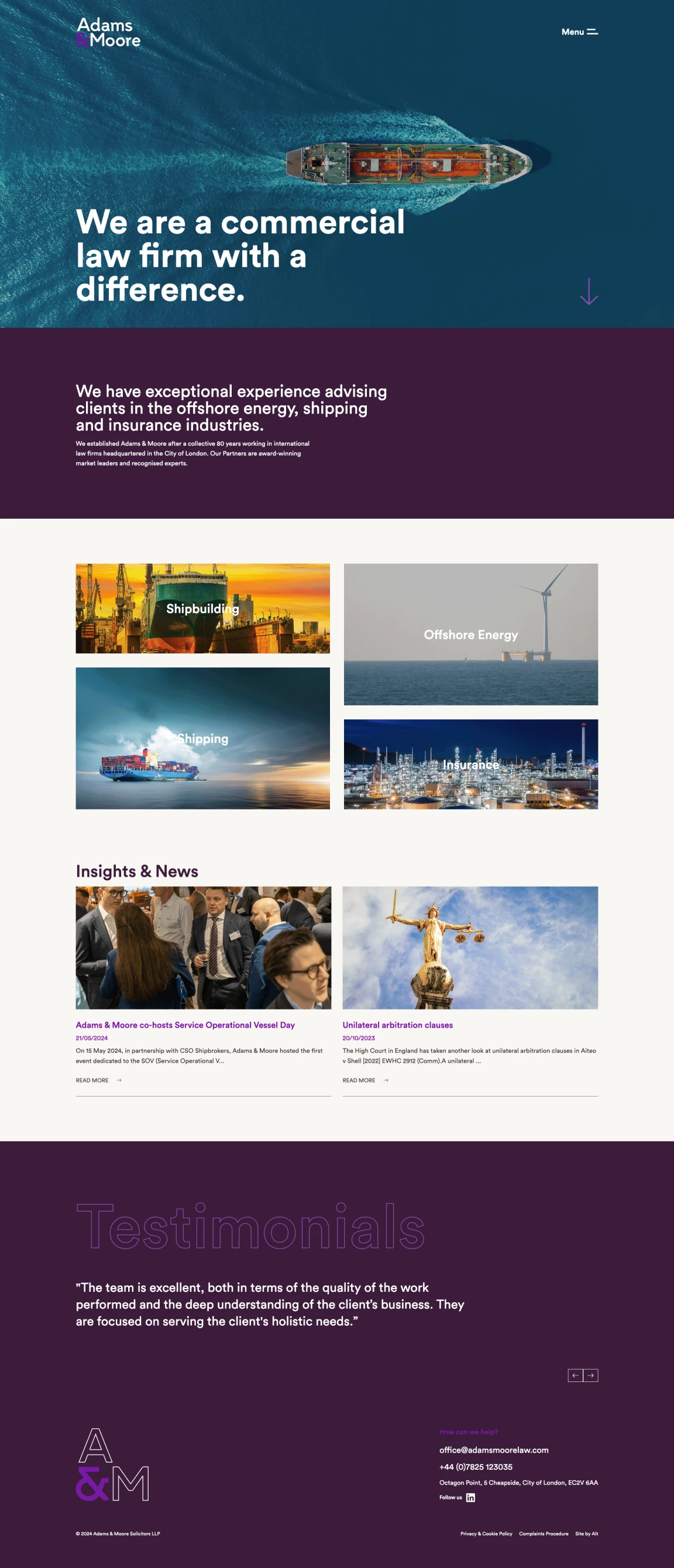 Screenshot of Adams & Moore