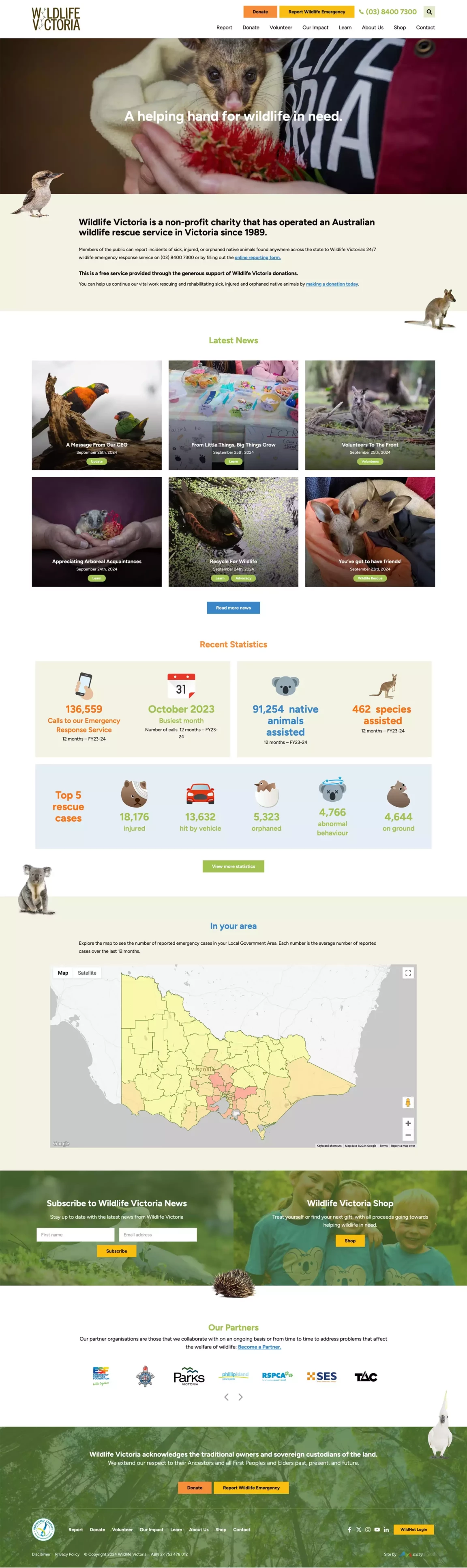 Screenshot of Wildlife Victoria