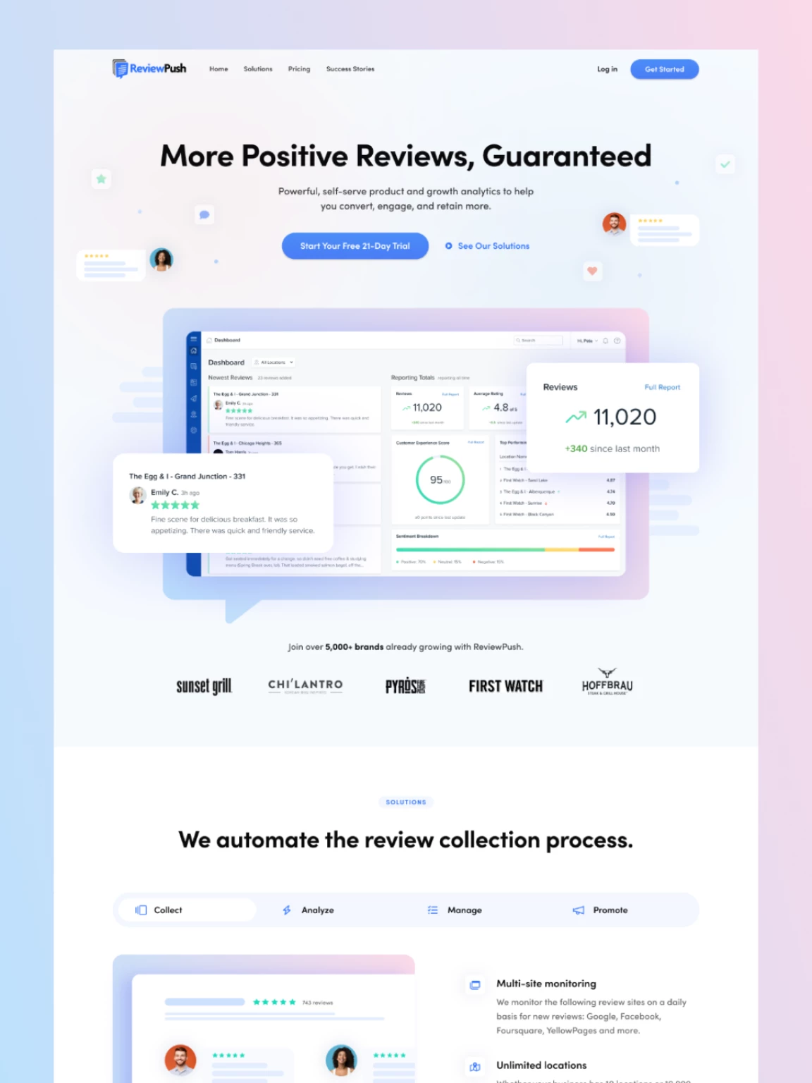 Screenshot of ReviewPush