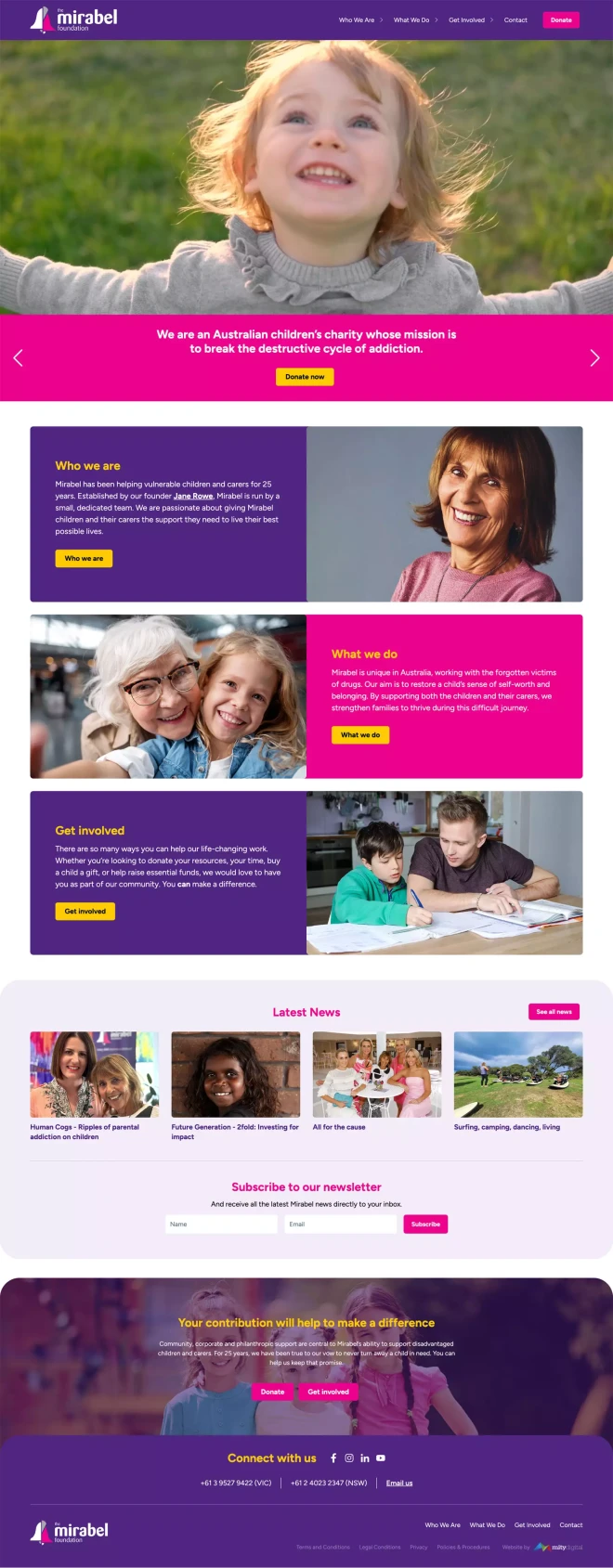 Screenshot of The Mirabel Foundation