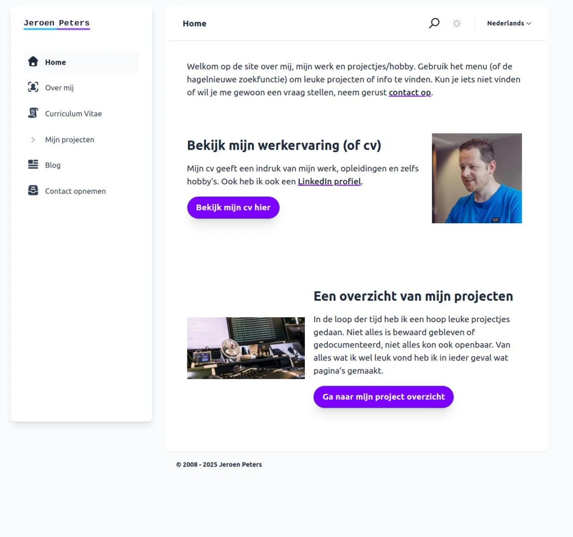 Screenshot of Jeroen Peters Open Source Portfolio