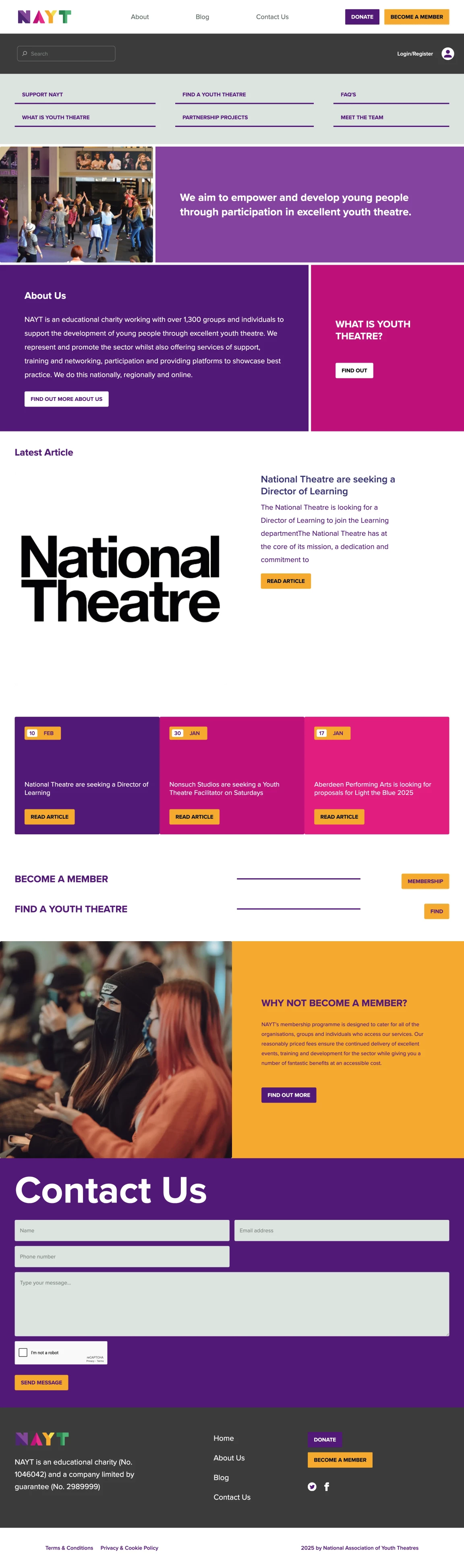 Screenshot of National Association of Youth Theatres (NAYT)