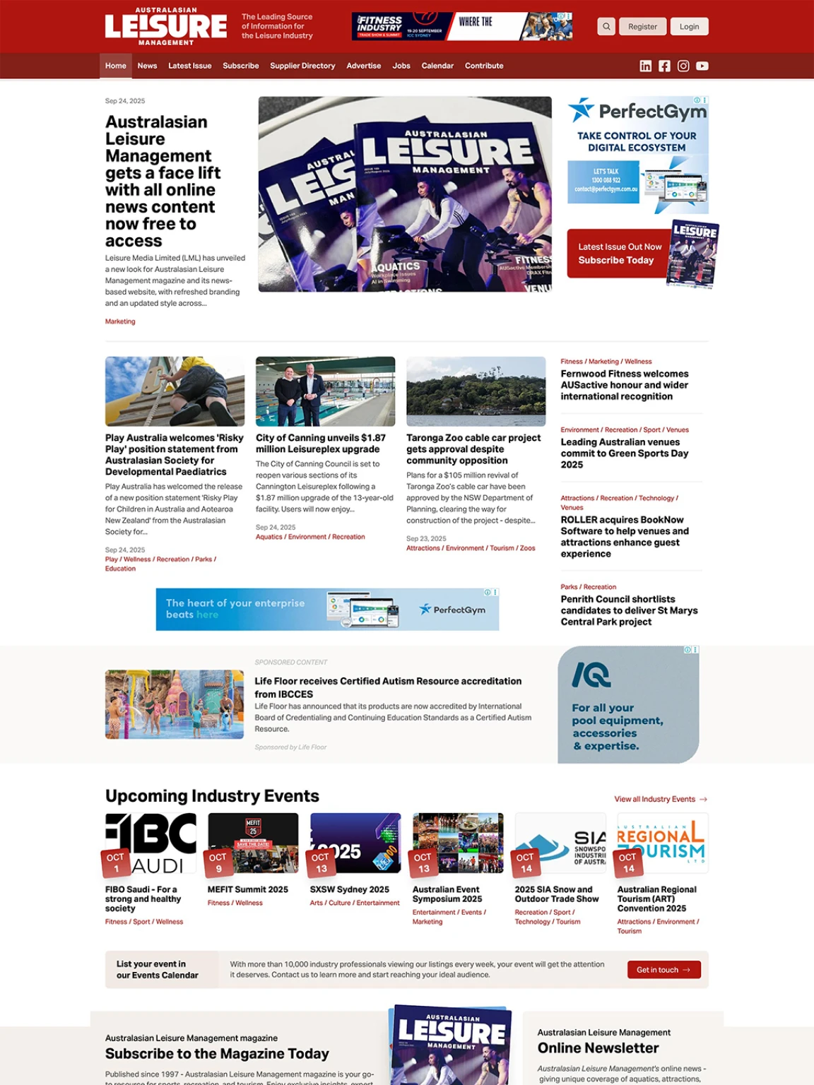 Screenshot of Australasian Leisure Management