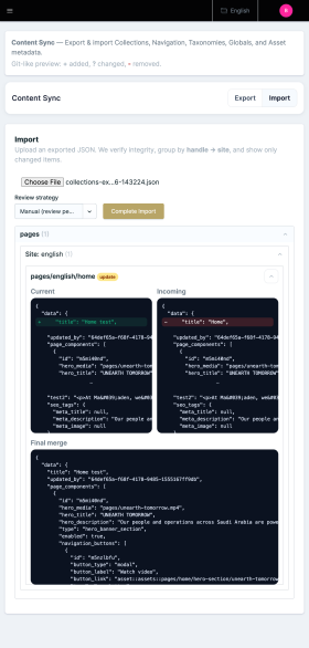 Statamic Content Sync (UI + Diff) Screenshot 3