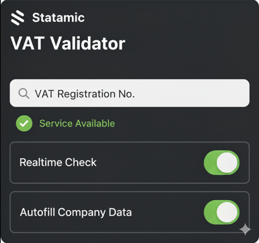 Registration Number (VAT) Validator Form Field Screenshot