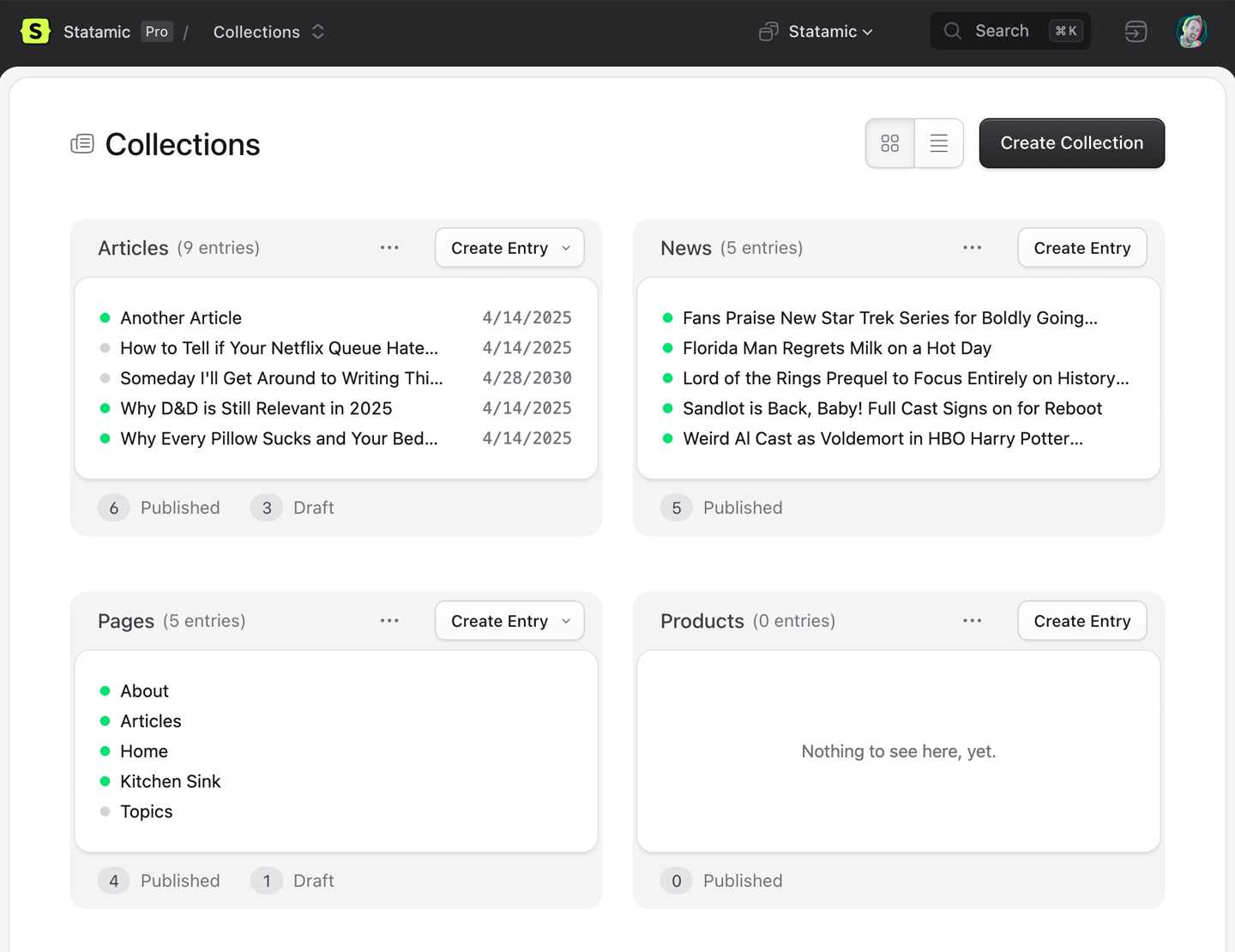 Collection Cards in Statamic 6
