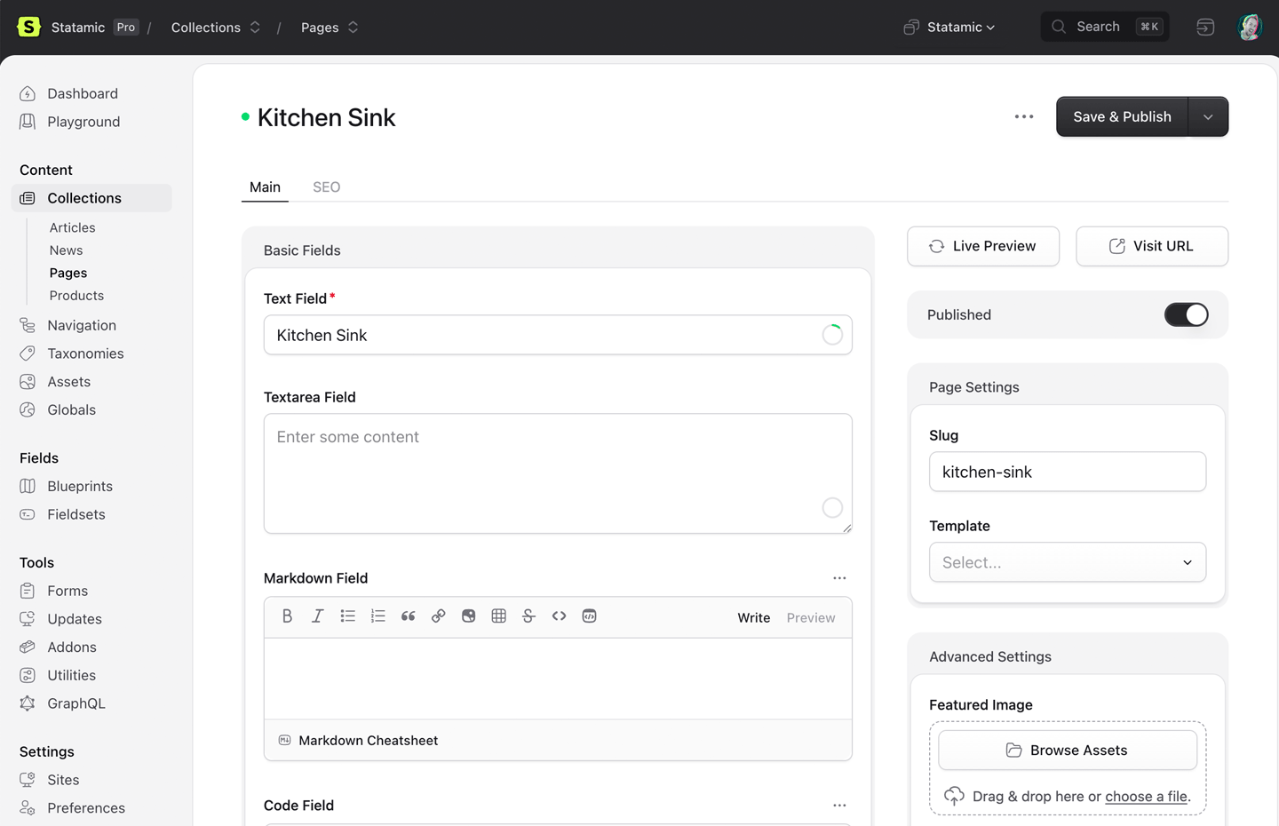 The Publish Screen in Statamic 6