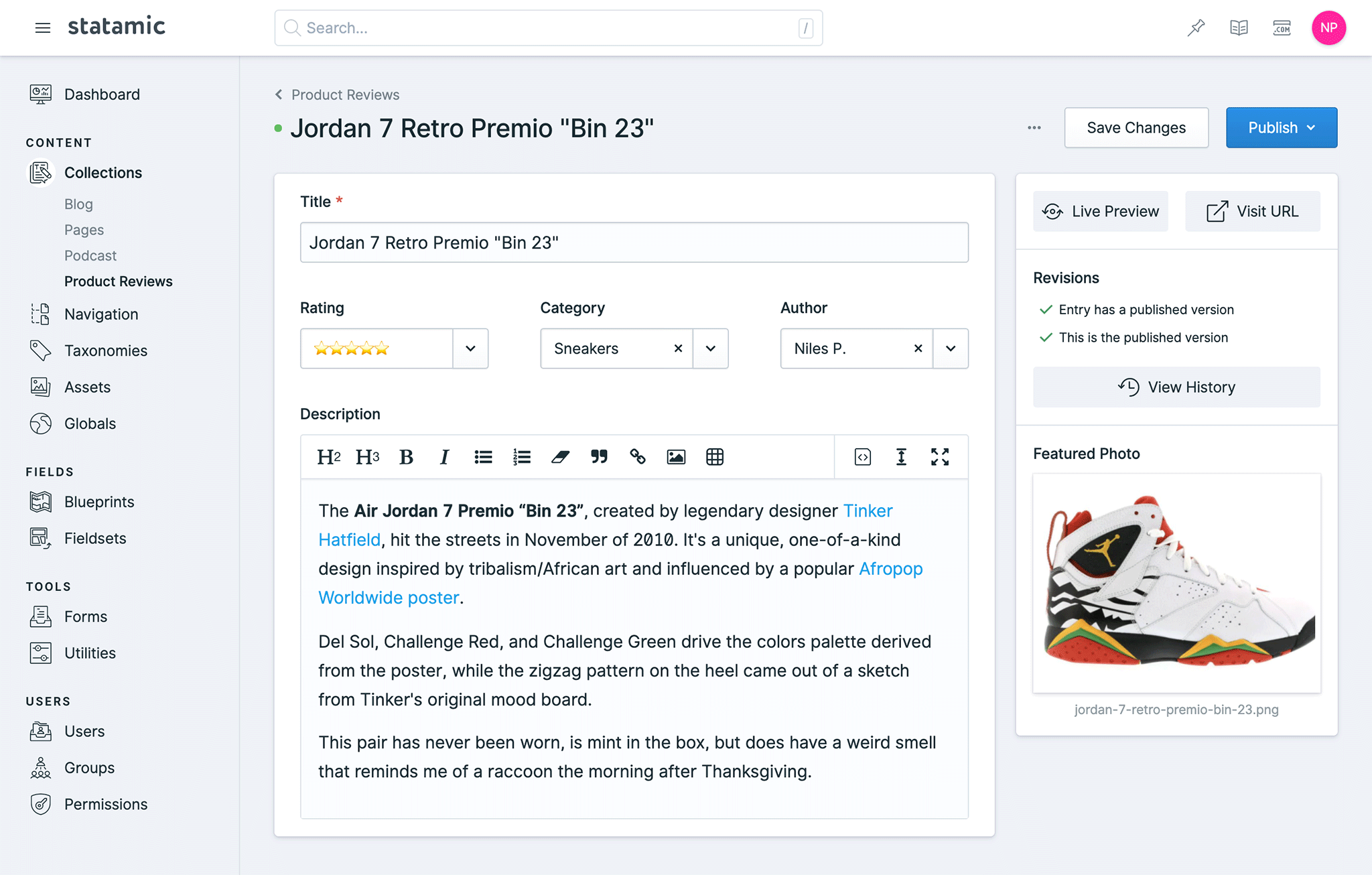 The Statamic 3 Control Panel