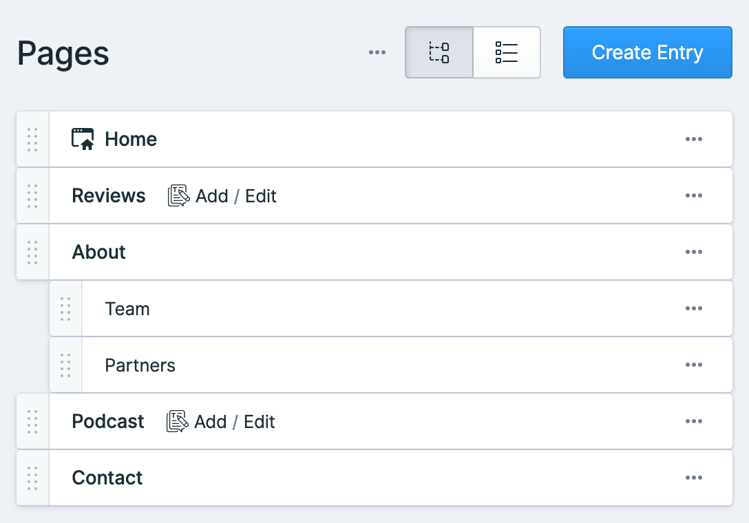 Statamic navigations interface