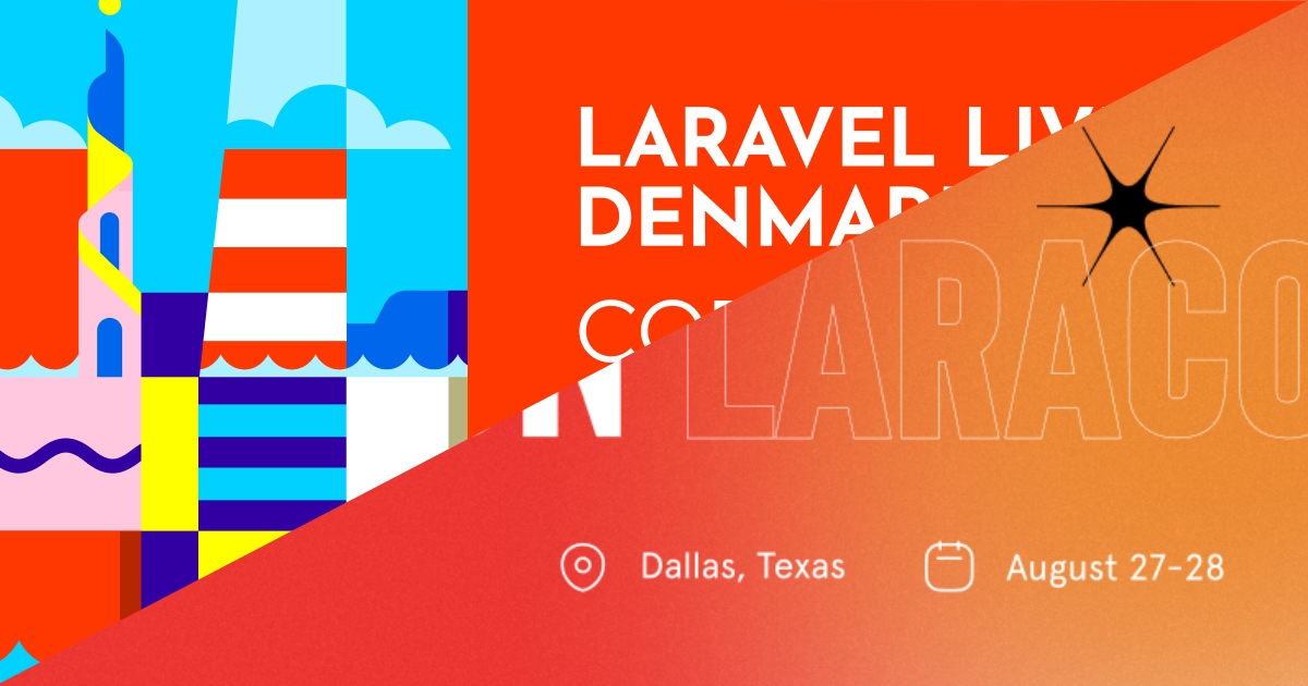 Social card image mashup of the Laracon US and Laravel Live Denmark ones