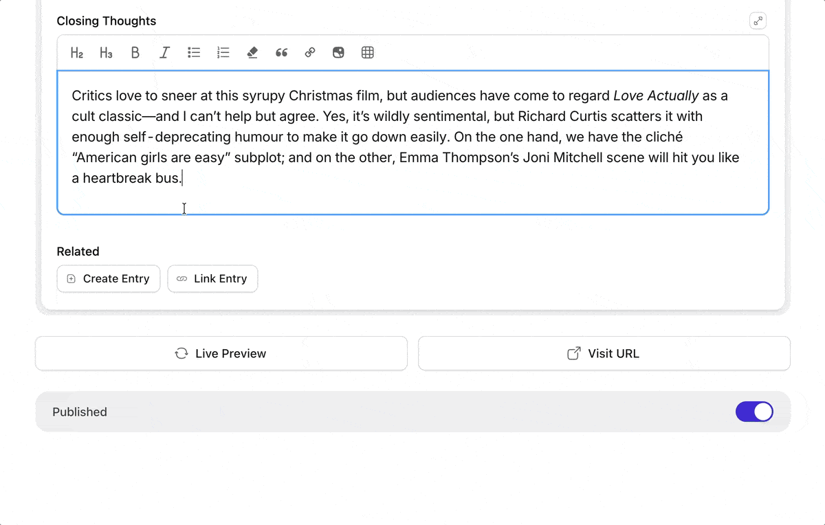 A GIF showing the Bard block editor, with fly-out set previews shown while hovering over different blocks.