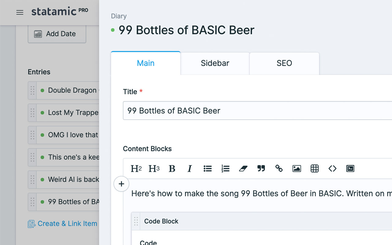 Inline Content Editing Screenshot