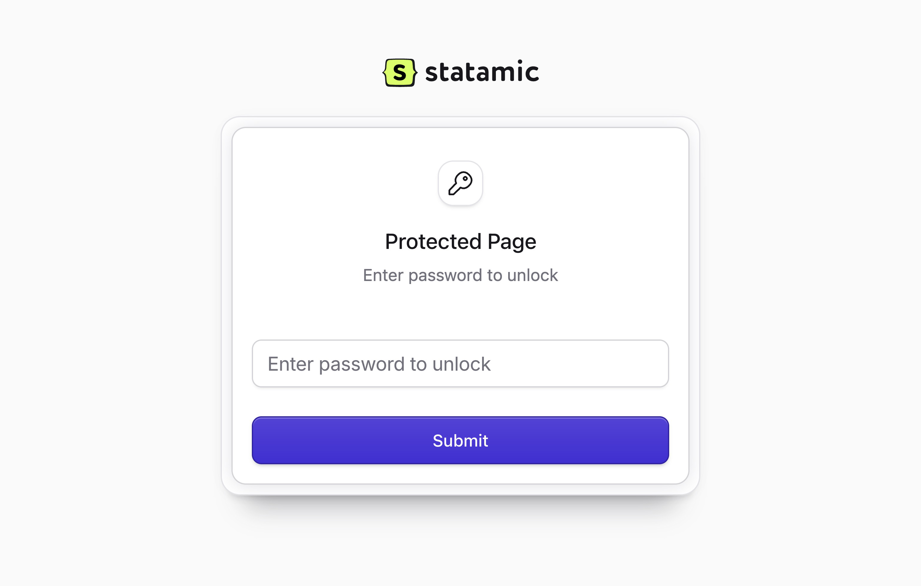 A protected page title with a password field to unlock.
