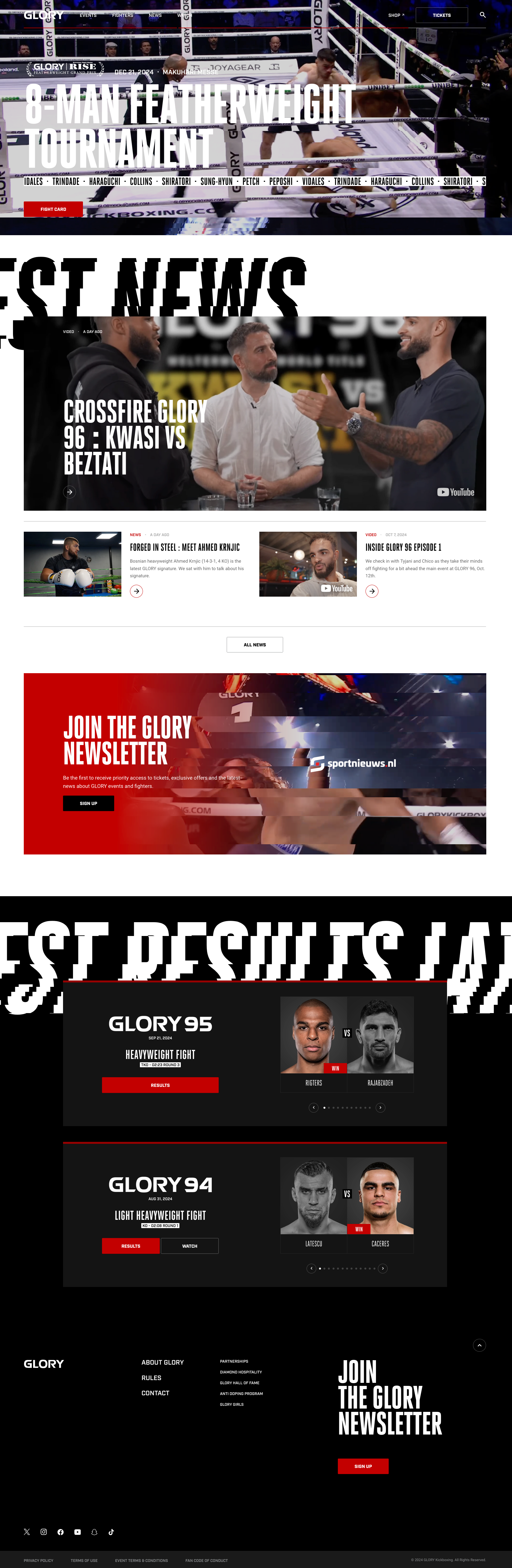 Screenshot of GLORY Kickboxing